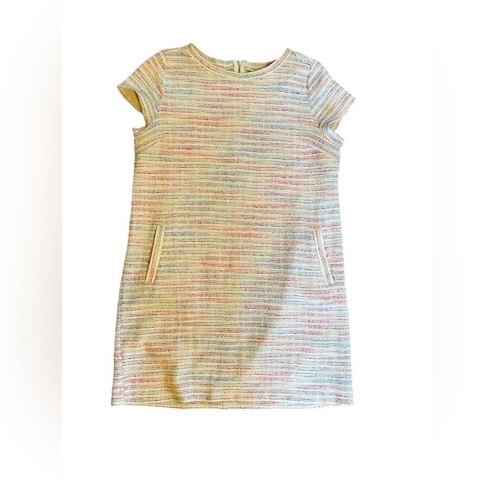 LOFT Outlet Size LP Short Sleeve Tweed Textured Knit Dress With Pockets